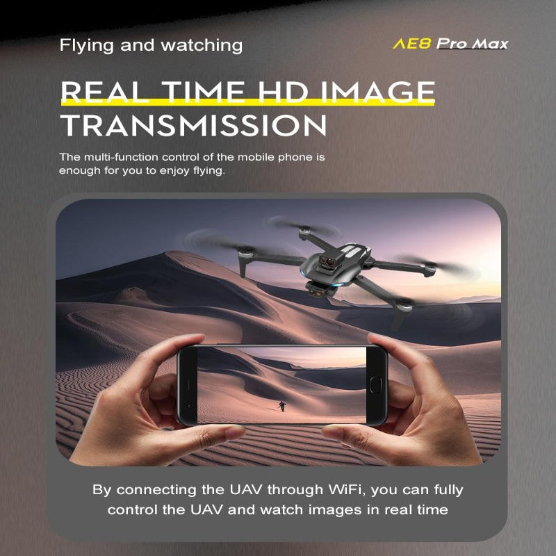 8K GPS drone with 3-axis gimbal – in flight