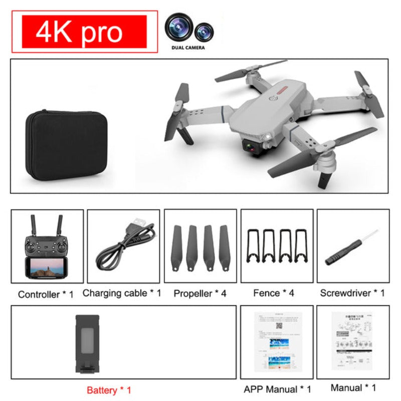 Foldable beginner drone with 4K camera – Grey / 4K Dual Camera