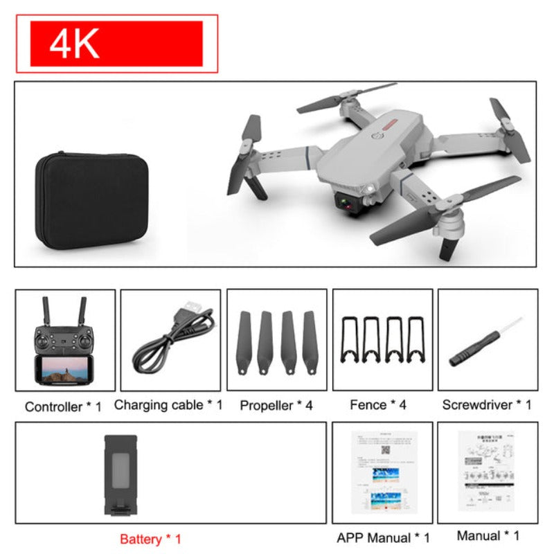 Foldable beginner drone with 4K camera – Grey / 4K