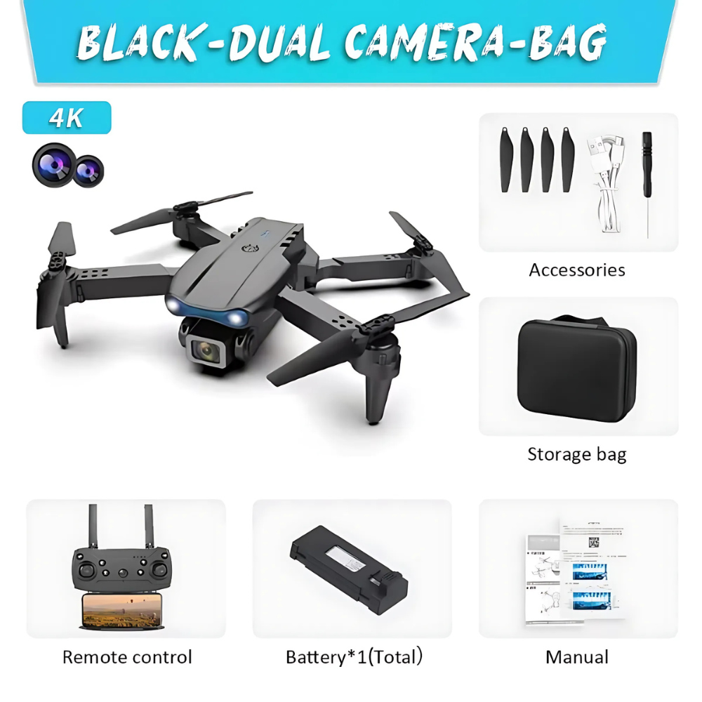 Beginner foldable drone with 4K dual camera – in flight