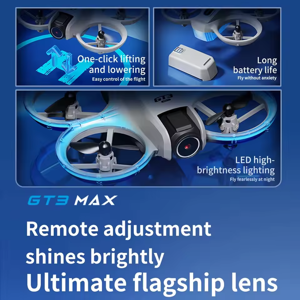 Mini dual camera drone with LCD screen remote – camera close-up