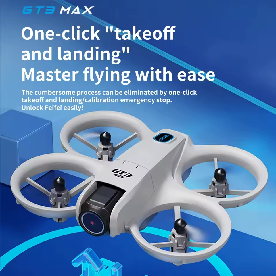 Mini dual camera drone with LCD screen remote – top view