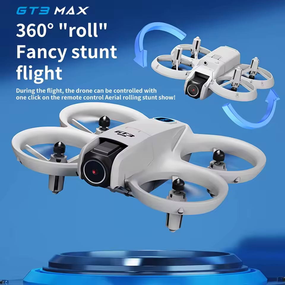 Mini dual camera drone with LCD screen remote – folded for travel