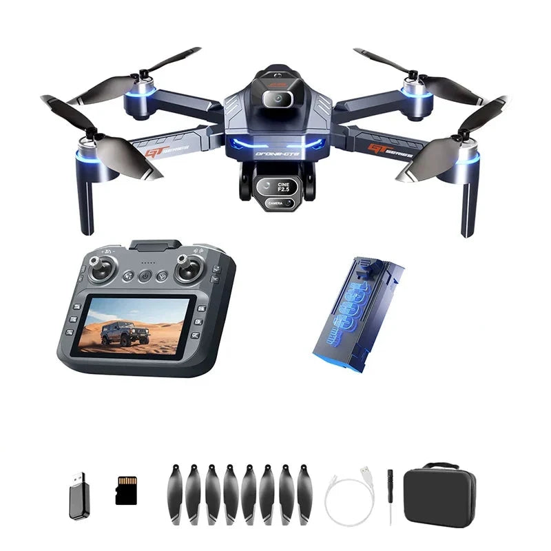 GPS drone with dual camera and 4.3-inch screen remote – top view