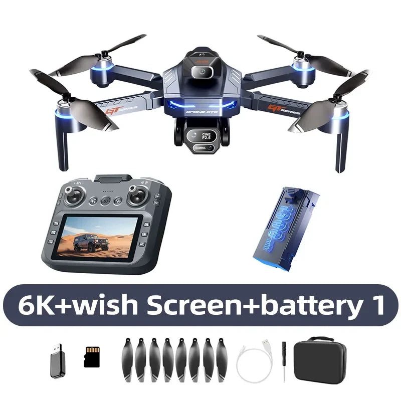 GPS drone with dual camera and 4.3-inch screen remote – 6K