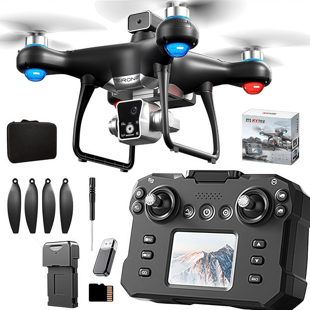Triple camera drone with screen remote control – front view