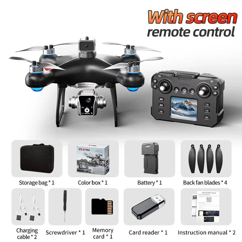 Triple camera drone with screen remote control – Black