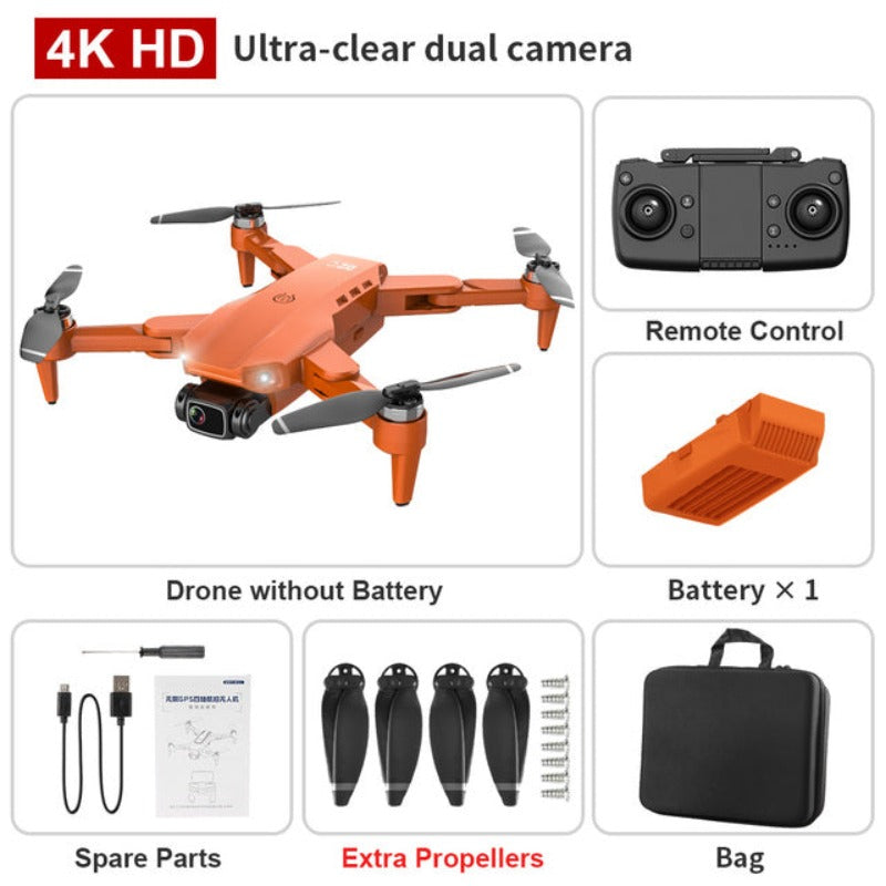 4K dual camera GPS drone with brushless motors – Orange