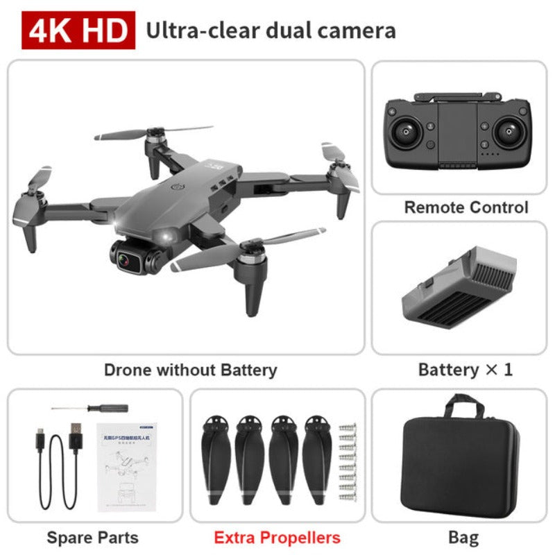 4K dual camera GPS drone with brushless motors – Black