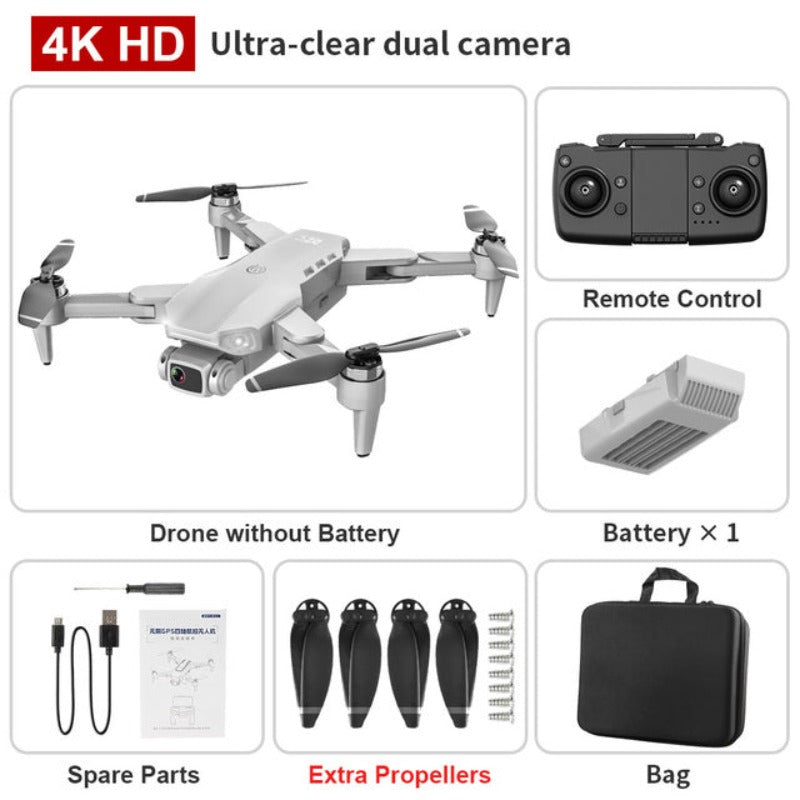 4K dual camera GPS drone with brushless motors – White