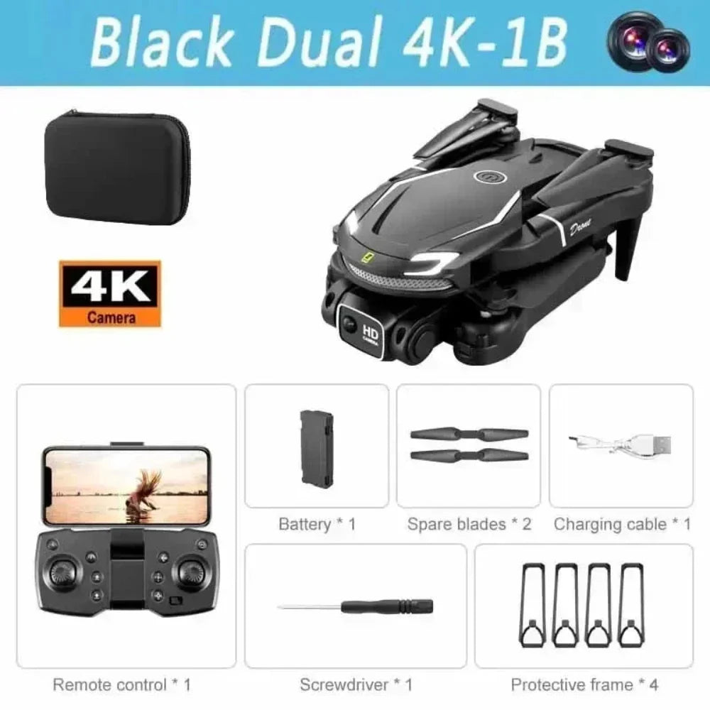 Foldable mini drone with dual HD camera – Black / 4K