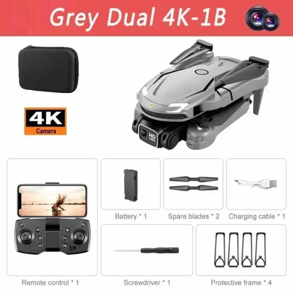 Foldable mini drone with dual HD camera – Grey / 4K
