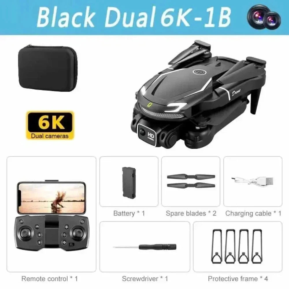Foldable mini drone with dual HD camera – Black / 6K