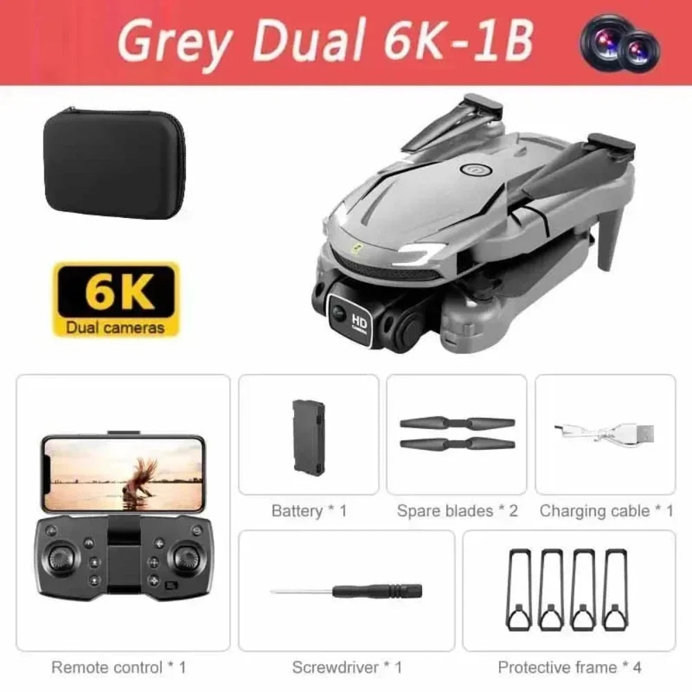 Foldable mini drone with dual HD camera – Grey / 6K