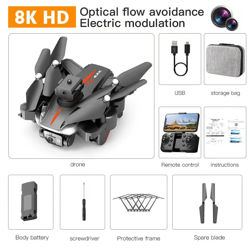 Foldable GPS drone with 8K camera – Black