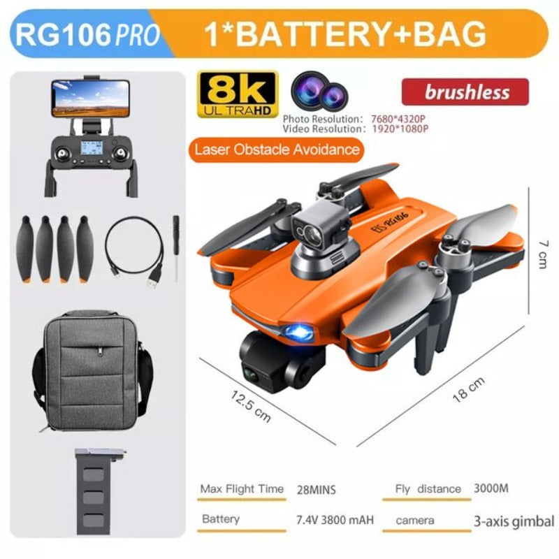 GPS drone with 3-axis gimbal and 8K dual camera – Orange