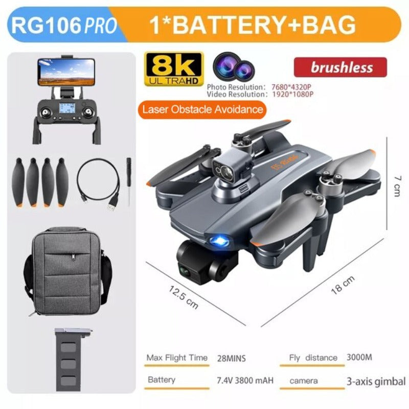 GPS drone with 3-axis gimbal and 8K dual camera – Grey