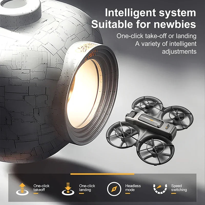8K dual camera drone with 4.5-inch screen remote – folded for travel