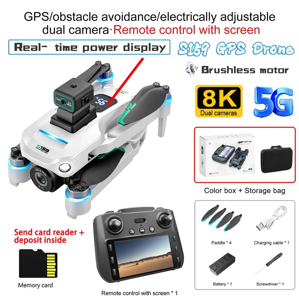 8K dual camera GPS drone with screen remote – Grey