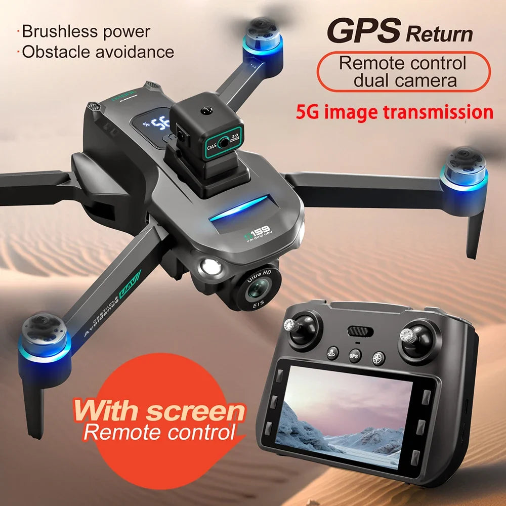 8K dual camera GPS drone with screen remote – top view
