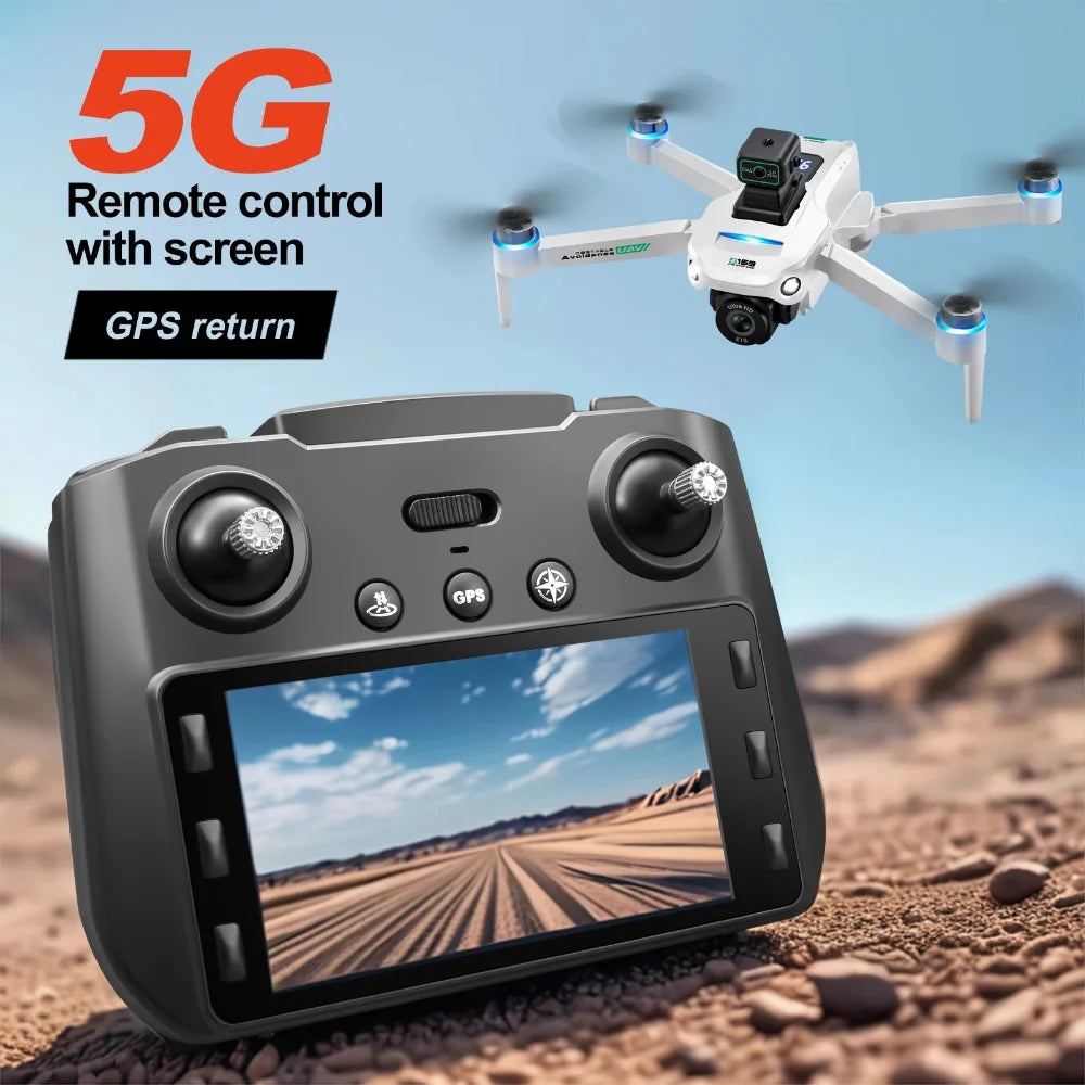 8K dual camera GPS drone with screen remote – folded for travel