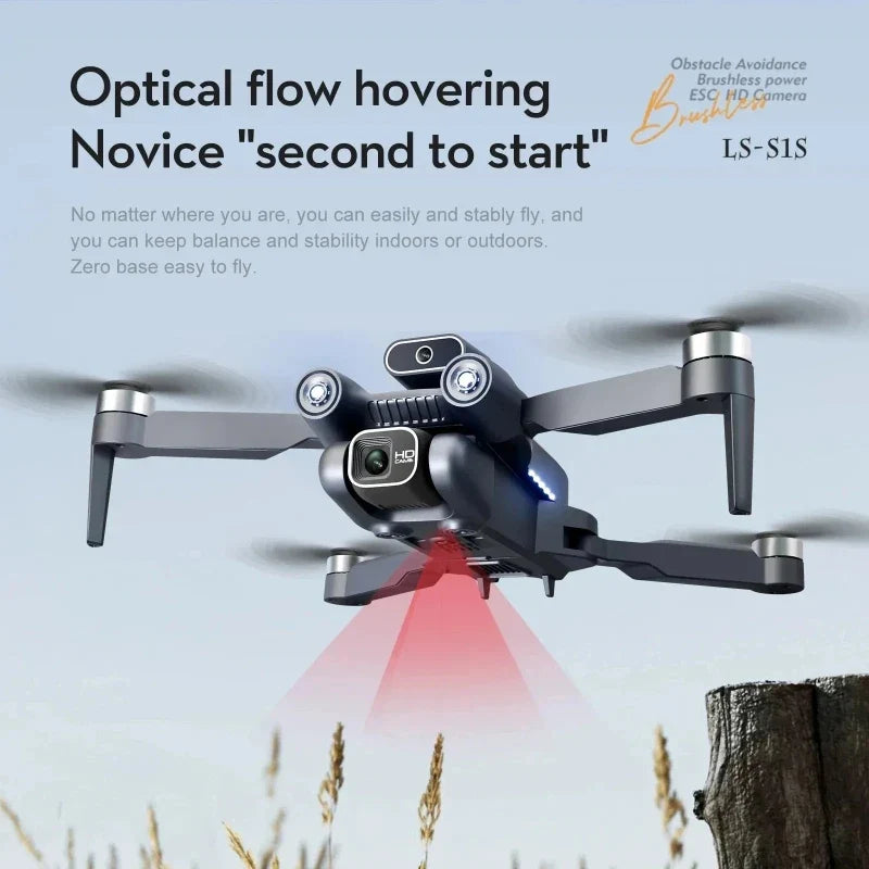 Compact brushless drone with 8K dual camera – top view