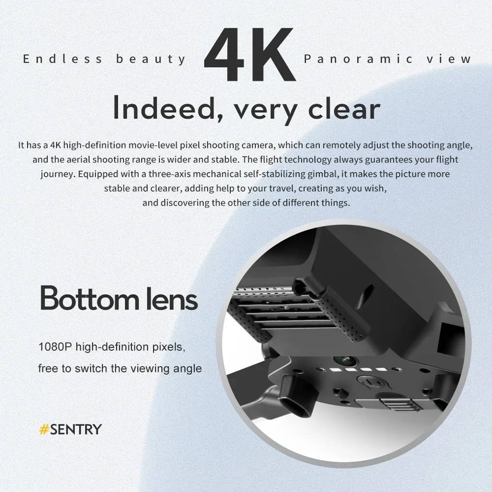 3-axis gimbal GPS drone with brushless motors – folded for travel
