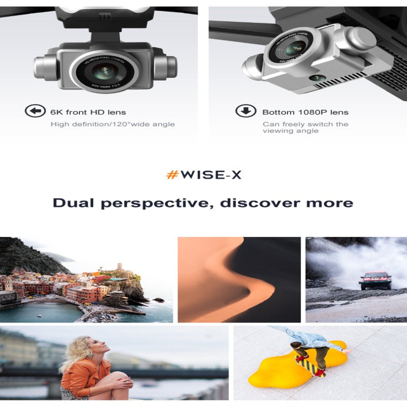 6K wide-angle dual camera drone – with remote control