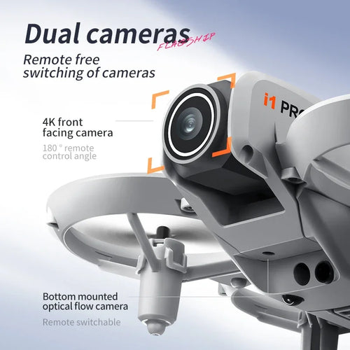 4K dual camera drone with brushless motors – side view